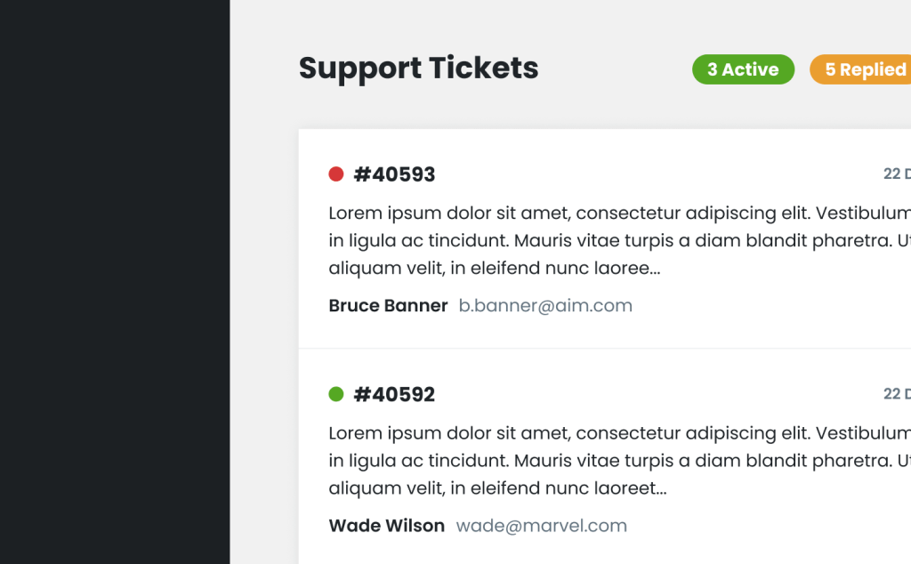 Example of the Tikkit support dashboard in WordPress